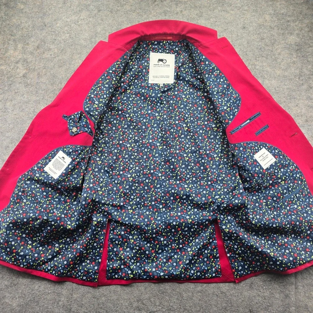 Moods of Norway Blazer Mens 42 Red 100% Wool Floral Lined 2-Button Sport Coat